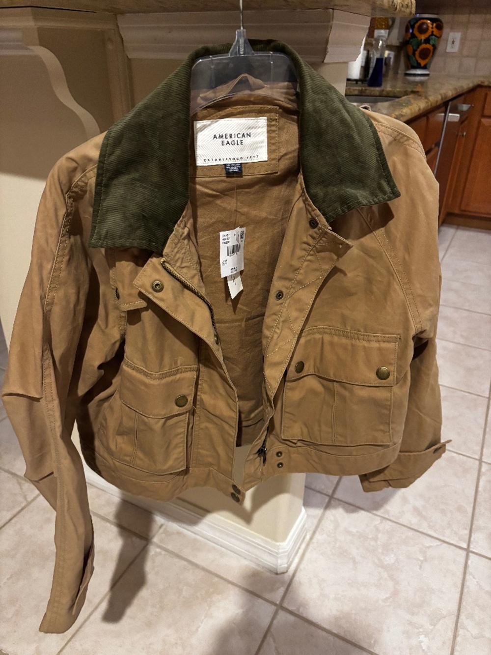 American eagle cropped trench coat khaki NWT oversized